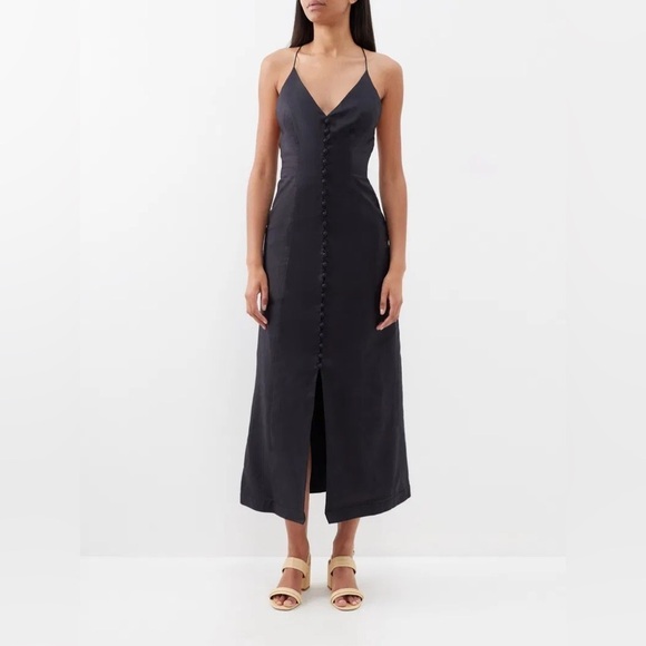 NWT ZIMMERMANN halcyon slip dress in black linen - Picture 1 of 15